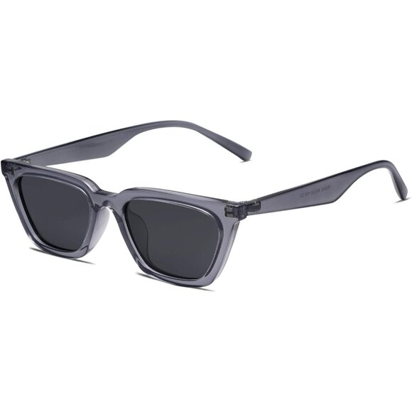 ? Women Grey Narrow Square Sunglasses Polarized Retro Trendy Driving Eyewear